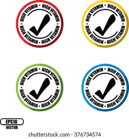 High vitamin, Button, label and sign - Vector illustration