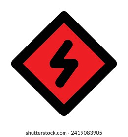 high volt danger caution sign of red alert electrical hazard traffic warning danger icon design vector flat design for website mobile isolated on white Background