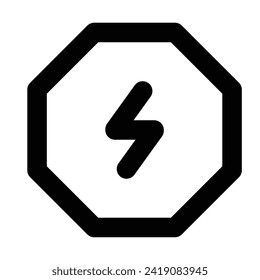 high volt danger caution sign of octagon alert electrical hazard traffic warning danger icon design vector flat design for website mobile isolated on white Background