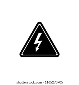 High Voltage Attention, Electric Danger. Flat Vector Icon illustration. Simple black symbol on white background. High Voltage Attention, Electric Danger sign design template for web mobile UI element