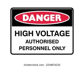 High Voltage - Authorized Personnel Only - Danger Signs - Electric Shock, Electricity, Protection Signs.