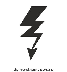 High voltage black icon for design. Lightning Vector illustration.