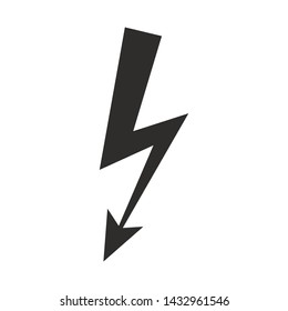 High voltage black icon for design. Lightning Vector illustration.