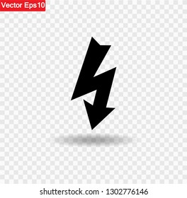 High Voltage Black Icon Isolated On Transparent Background Symbol ,Vector Illustration .EPS10