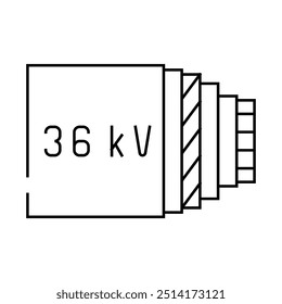Hochspannungskabel, Liniensymbol, Vektor. Hochspannungskabel signieren. isoliertes Kontursymbol, schwarze Illustration