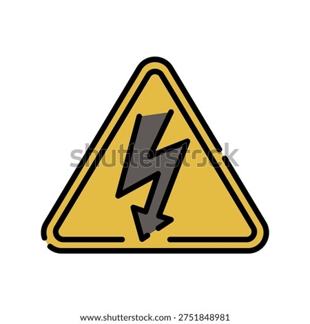 High Voltage Caution Icon Professional UI Symbol for Electrical Safety Warnings, Power Infrastructure Monitoring, and Industrial Hazard Compliance Isolated on White.UI graphic is designed for electrical grid management systems, industrial safety dashboards, and facility maintenance software. It represents a critical alert for high-energy electrical hazards and restricted access zones. Ideal for safety officer interfaces, energy sector applications, and technical compliance reporting. Isolated on white background.