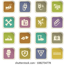 High voltage colored paper stickers with icons