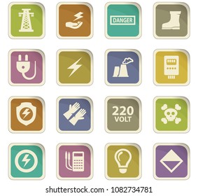 High voltage colored paper stickers with icons