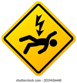 High voltage danger, electric shock sign on white background
