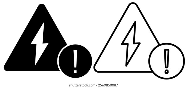 high voltage danger icon, simple flat style, vector illustration symbol sign logo template pictogram, for ui or ux isolated on white for mobile app, editable	