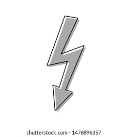 High voltage danger sign. Black line icon with gray shifted flat filled icon on white background. Illustration.