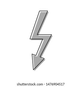 High voltage danger sign. Black line icon with gray shifted flat filled icon on white background. Illustration.