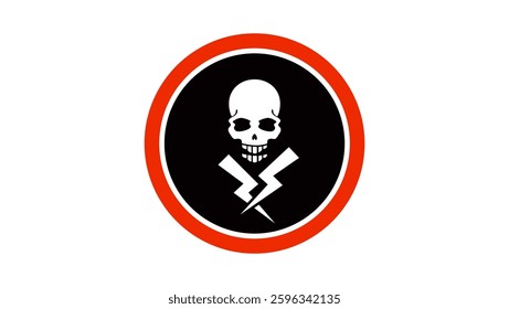 High voltage danger sign, black and red isolated silhouette