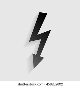 High voltage danger sign. Black paper with shadow on gray background.