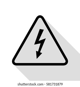 High voltage danger sign. Black icon with flat style shadow path.