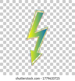 High voltage danger sign. Blue to green gradient Icon with Four Roughen Contours on stylish transparent Background. Illustration.