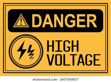 High Voltage Danger sign board illustration, suitable for warning projects