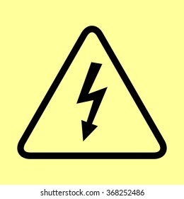 High voltage danger sign. Flat style icon vector illustration.