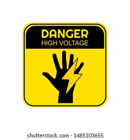 High voltage danger sign with hand and thunderbolt sign. 