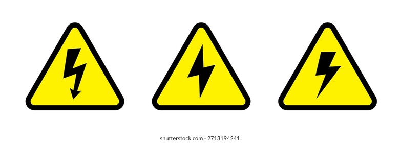 Hochspannungs-Gefahrenzeichen mit Blitzsymbol. Elektrisches Warnschild.
