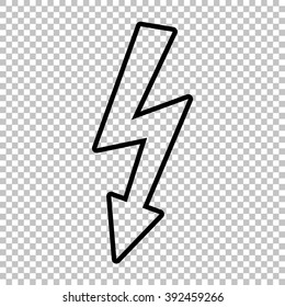 High voltage danger sign. Line icon on transparent background