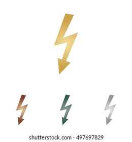 High voltage danger sign. Metal icons on white backgound.