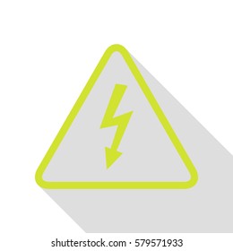 High voltage danger sign. Pear icon with flat style shadow path.