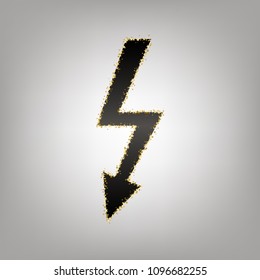 High voltage danger sign. Vector. Blackish icon with golden stars at grayish background.