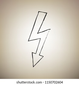 High voltage danger sign. Vector. Brush drawed black icon at light brown background.