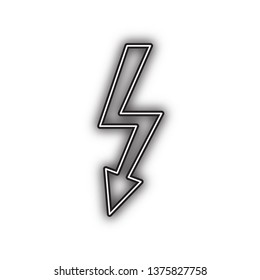 High voltage danger sign. Vector. Double contour black icon with soft shadow at white background. Isolated.