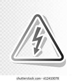 High voltage danger sign. Vector. Blackish icon on transparent background with transition.