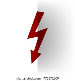 High voltage danger sign. Vector. Bordo icon on white bending paper background.