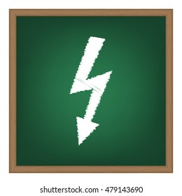 High voltage danger sign. White chalk effect on green school board.