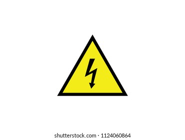 High voltage danger sign yellow black symbol lightning