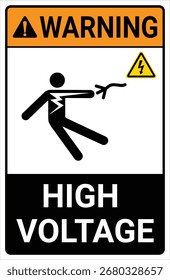 High voltage Danger sign,rectangle danger sign with a symbol of a person being electrocuted.