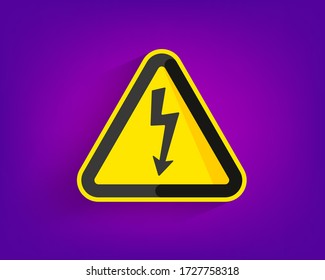 Symbol für Hochspannungsgefahr Vektor-Symbol flach. Stromzeichen. Hochspannung.