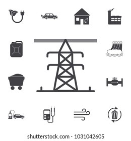 High voltage electric line pylon icon. Set of energy icons. Signs and symbols collection icons for websites, web design, mobile app on white background on white background