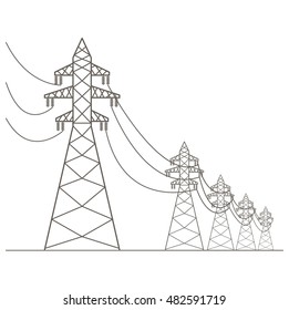 High voltage electric line pylon. Icon set suitable for creating infographics. web site content etc. Vector illustration