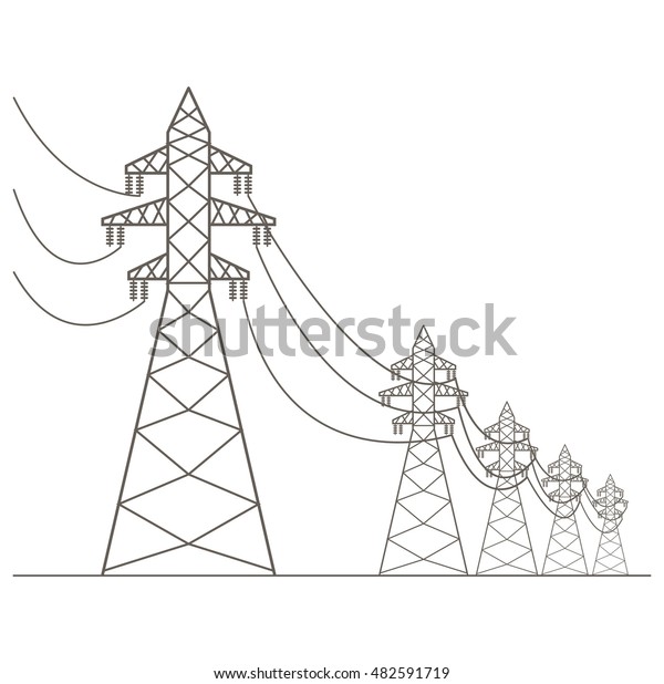 High Voltage Electric Line Pylon Icon Stock Vector
