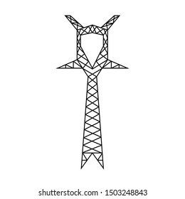 High voltage electric pylon. Power line symbol. Electric power line tower icon for web design.  Vector illustration