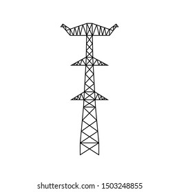 High voltage electric pylon. Power line symbol. Electric power line tower icon.  Vector illustration