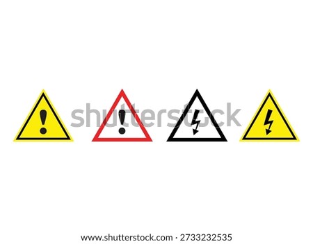 High Voltage Electrical Shock and General Danger Warning Signs Set 