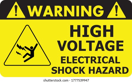 High Voltage Electrical Shock Hazard warning banner, Symbol, sign vector Illustration. print-ready.