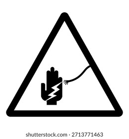 Hochspannungs-Elektroschock-Gefahrensymbol-Zeichen, Vektorgrafik, isoliert auf weißem Hintergrund.EPS10