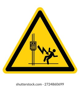 Señal de símbolo de peligro de choque eléctrico de alto voltaje, Ilustración vectorial, aislado en la etiqueta de fondo blanco .EPS10