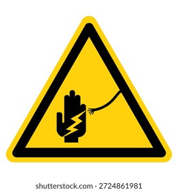 Señal de símbolo de peligro de choque eléctrico de alto voltaje, Ilustración vectorial, aislado en el fondo blanco Label.EPS10