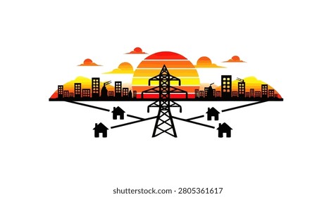 High voltage electricity power tower line