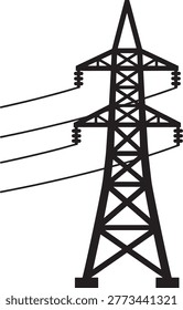 High voltage electricity pylon with power lines transmission tower