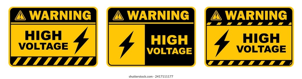 high voltage for electronic sign printable yellow electrical warning caution sticker label object