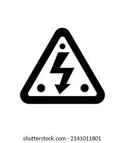 High voltage Flat web icon, sign or button isolated on black background.